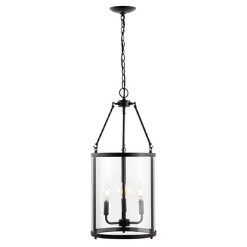 Kinsley 12" Industrial Farmhouse Iron/Glass LED Pendant - JONATHAN Y